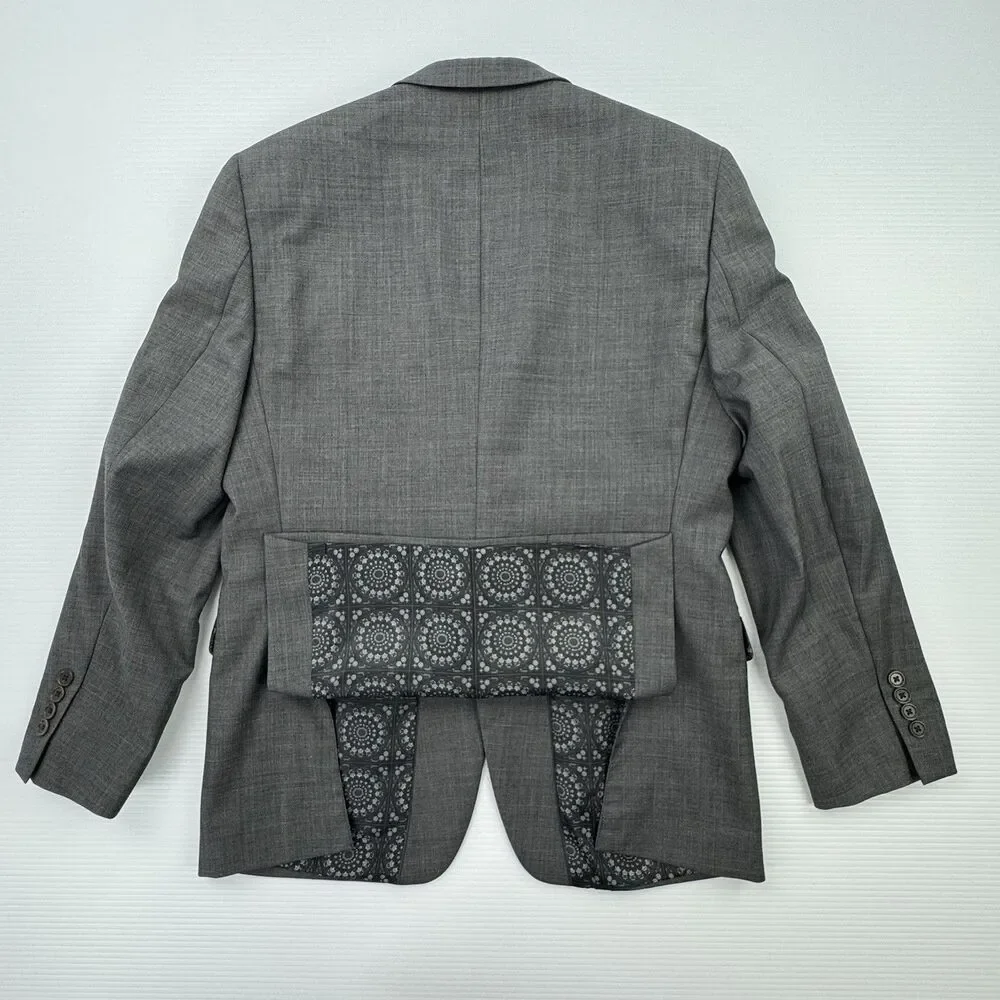 Tallia Lord & Taylor Blazer Mens 40S Gray 100% Wool Sport Coat Pattern Lining
